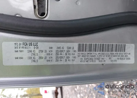 2020 Dodge Journey Se Value из США, поврежденный, VIN 3C4PDCAB3LT237822